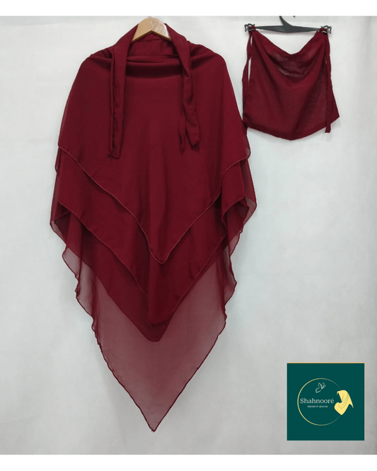 3 Layer Premium Khimar (Maroon)
